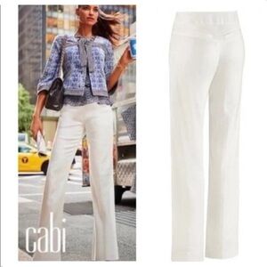 Cabi Angel Trousers 5319 Linen Blend -Fully Lined Side Zip Pockets White